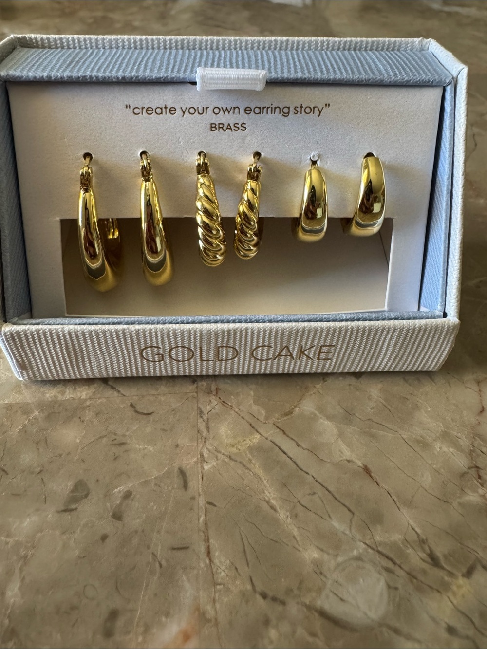 Gold Cake Gold Hoop Earring Set - 3 set Pair Gold Earrings
